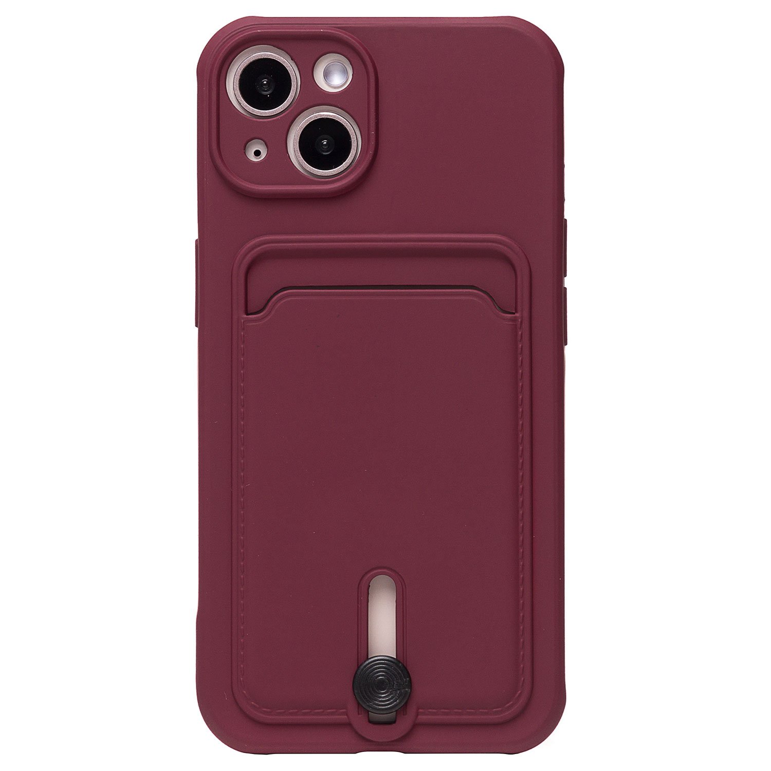 

Чехол для iPhone 14 силиконовый с картхолдером №4 <бордовый>, Красный