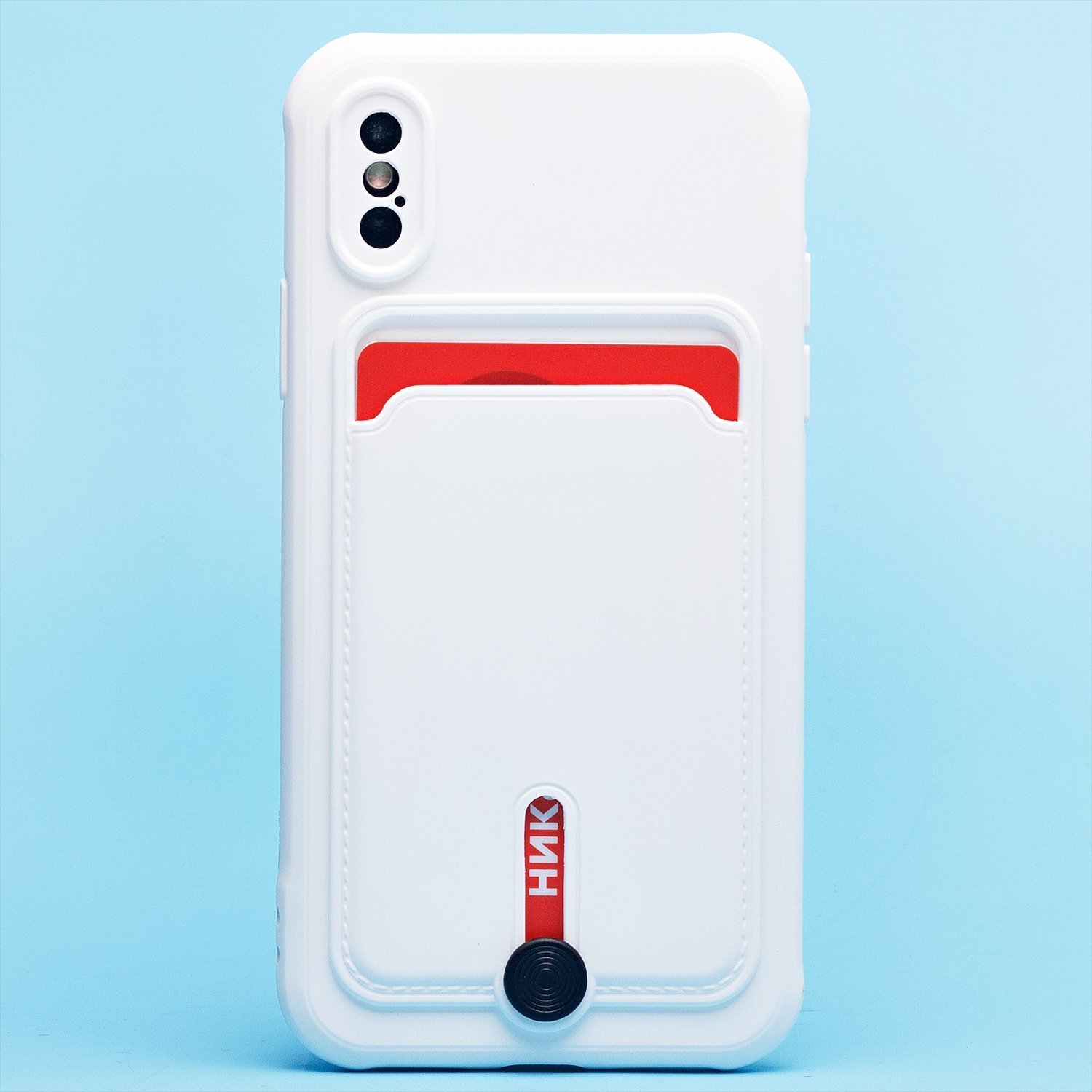 

Чехол для iPhone X, iPhone Xs силиконовый с картхолдером №4 <белый>