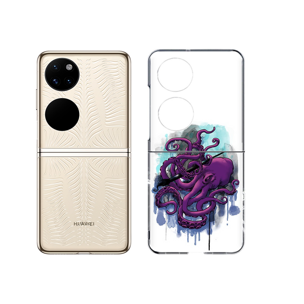 

Чехол MyPads Tocco для Huawei P50 фиолетовый осьминог (PT225999.71.658), Прозрачный, Tocco