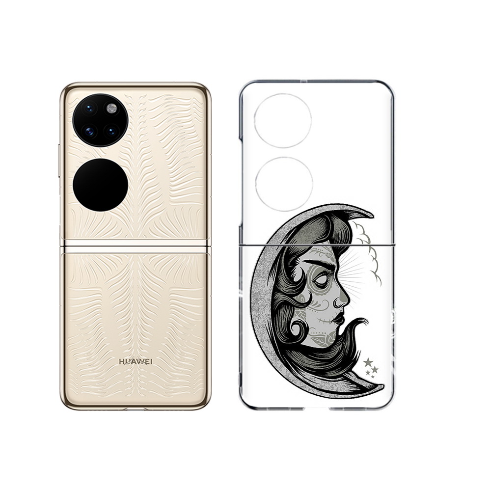 

Чехол MyPads Tocco для Huawei P50 черно белая луна с лицом (PT225999.71.680), Прозрачный, Tocco