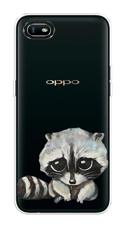 

Чехол на Oppo A1k "Большеглазый енот", Серый;черный;прозрачный, 252150-1