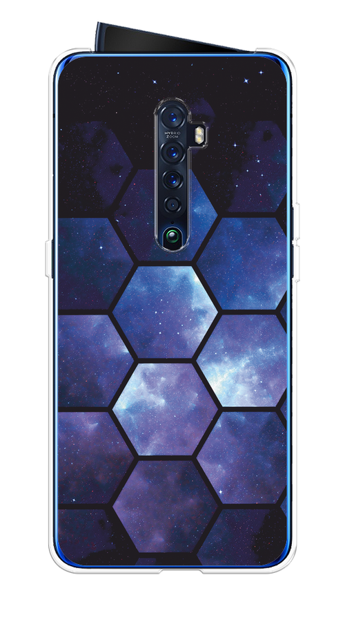 

Чехол на Oppo Reno 2 "Соты космос", Черный;фиолетовый, 253550-1