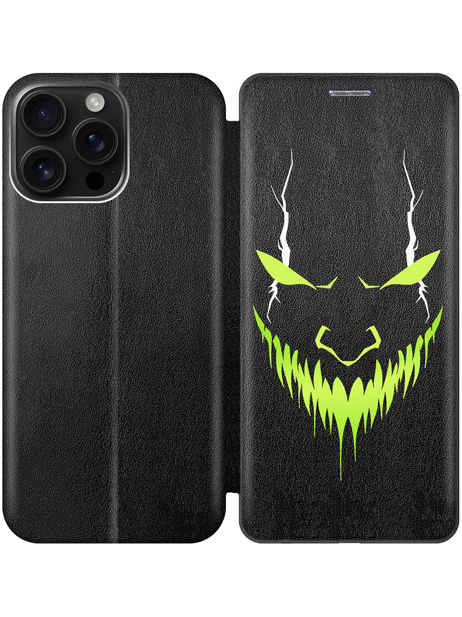 

Чехол-книжка на Apple iPhone 16 Pro Max с принтом "Evil Face" черный, 785198351