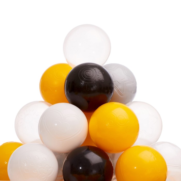 Шарики для сухих бассейнов Соломон 150 шт цвета: желтый серый белый черный прозрачный
