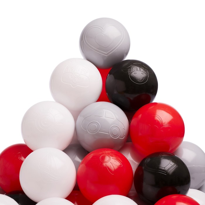 фото Шарики для сухих бассейнов соломон 150 шт, цвета: красный, серый, белый, черный