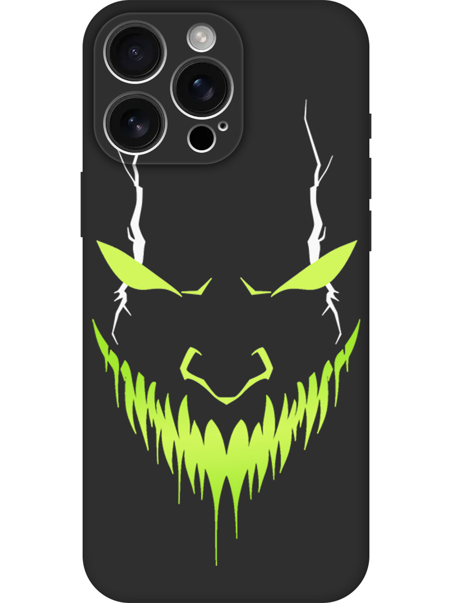 

Силиконовый чехол на Apple iPhone 16 Pro Max с принтом "Evil Face" матовый черный, Черный;белый;зеленый, 785198351