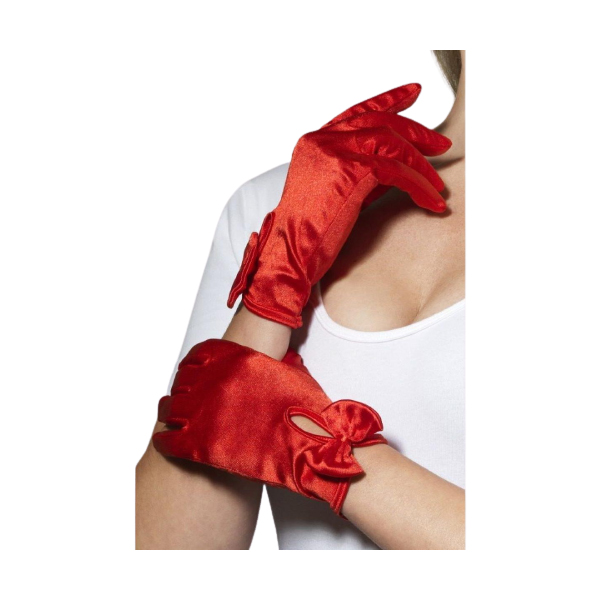 фото Атласные перчатки fever с бантом s-m-l красный