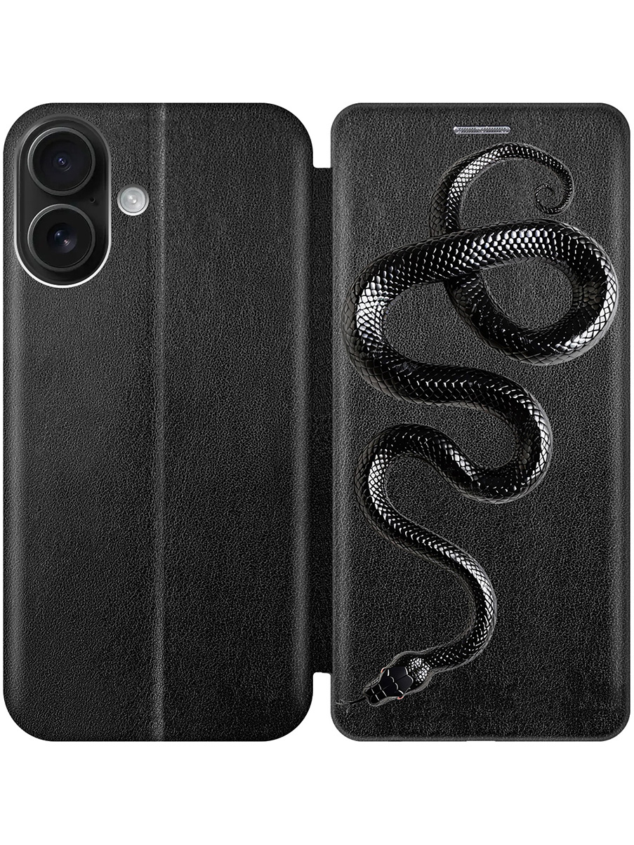 

Чехол-книжка на Apple iPhone 16 с принтом "Черная мамба" черный, 785196513