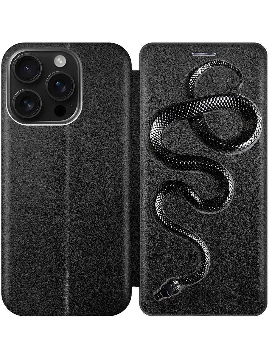 

Чехол-книжка на Apple iPhone 16 Pro с принтом "Черная мамба" черный, 785197713