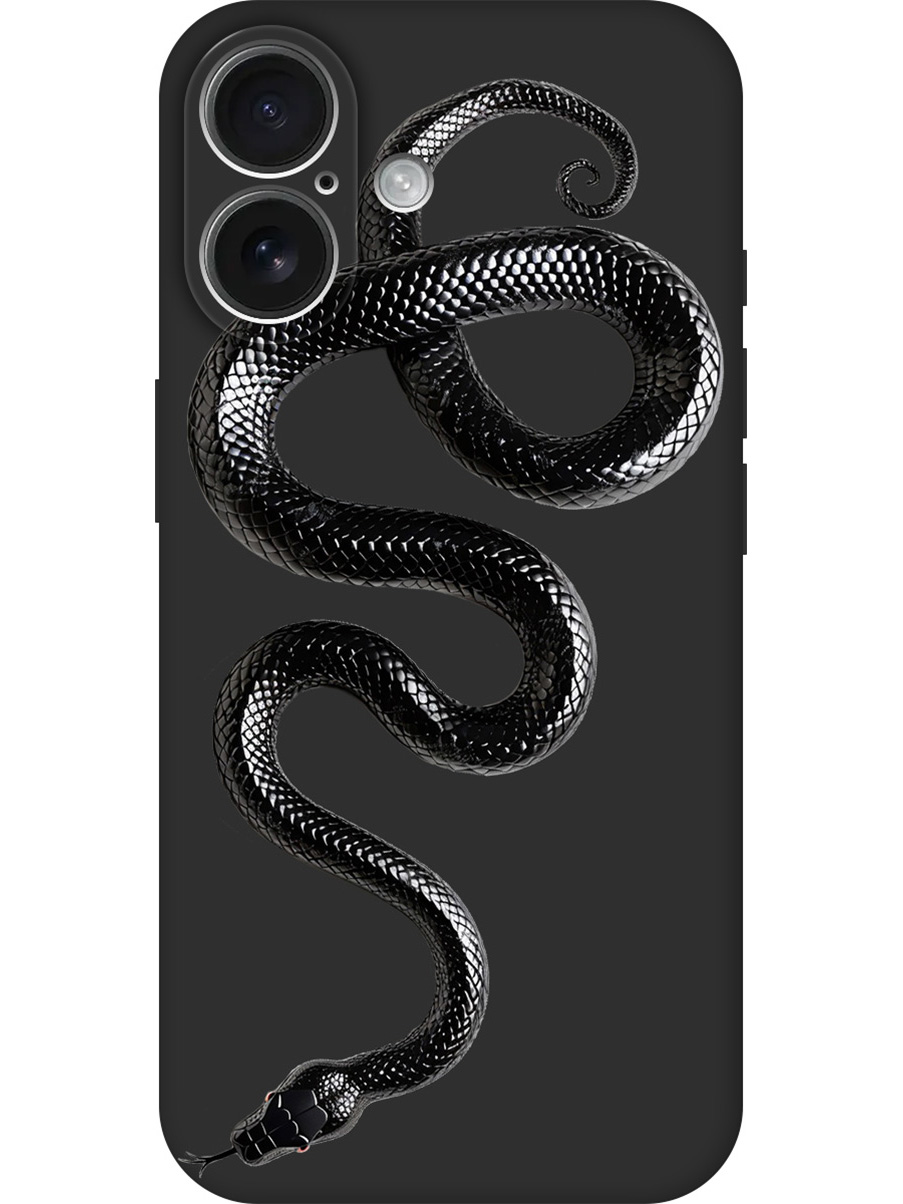 

Силиконовый чехол на Apple iPhone 16 с принтом "Черная мамба" матовый черный, 785196513