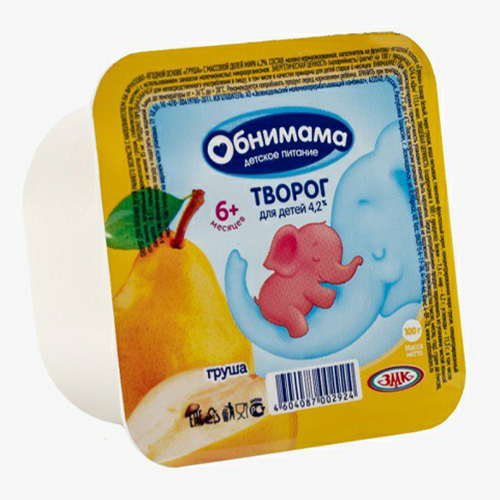 

Творожок детский Обнимама со вкусом груши с 6 месяцев 4,2% 100 г