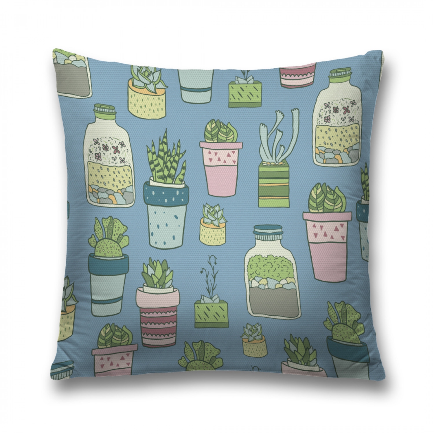 

Наволочка декоративная JoyArty "Кактусы в горшках" на молнии, 45x45 см, Кактусы в горшках