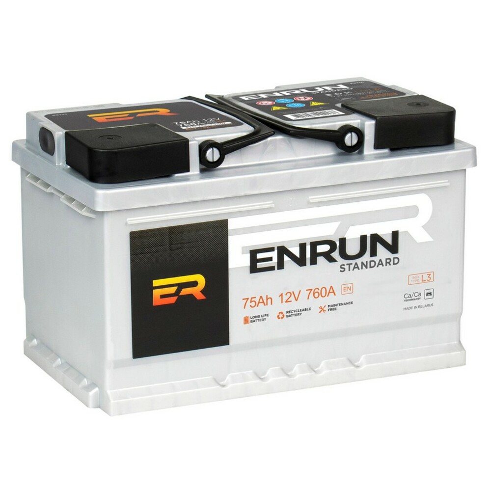 фото Аккумулятор enrun standard 75 а/ч прямая l+ l3 278х175х190 en760 а