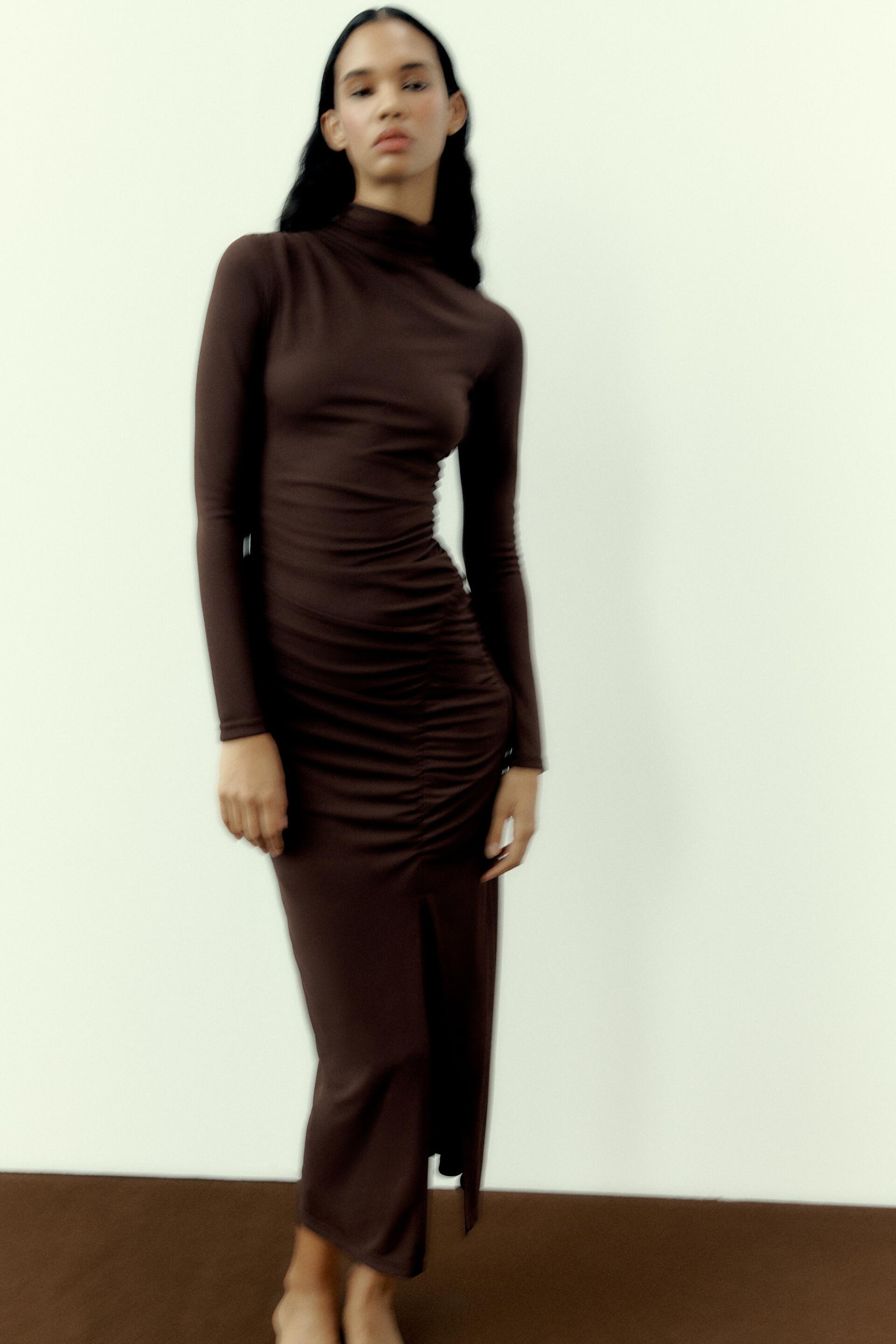 

Платье женское ZARA 04661255 коричневое XS (доставка из-за рубежа), 04661255