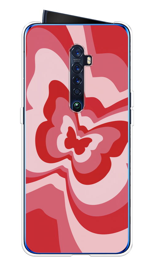 

Чехол на Oppo Reno 2 "Бабочка в стиле хиппи", Красный;розовый, 253550-1