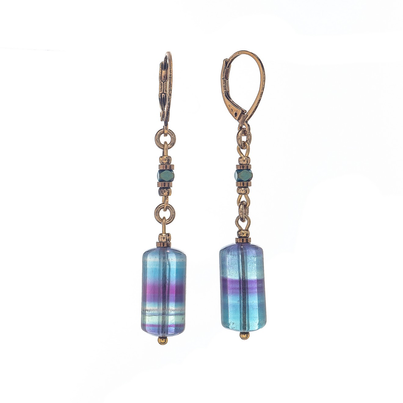 Серьги подвески из бижутерного сплава Lanzerotti LZ-2410-434 гематитфлюорит 3240₽
