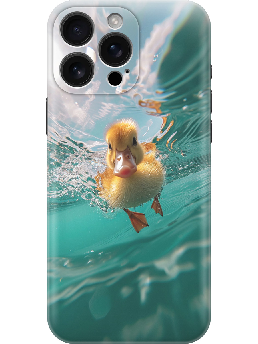 

Силиконовый чехол на Apple iPhone 16 Pro Max с принтом "Подводный утенок", Прозрачный;желтый;голубой, 785198312