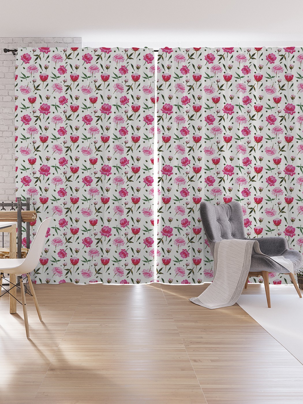 

Шторы под лён JoyArty "Розовые и малиновые цветы", серия Oxford DeLux, 340х265 см, Розовые и малиновые цветы