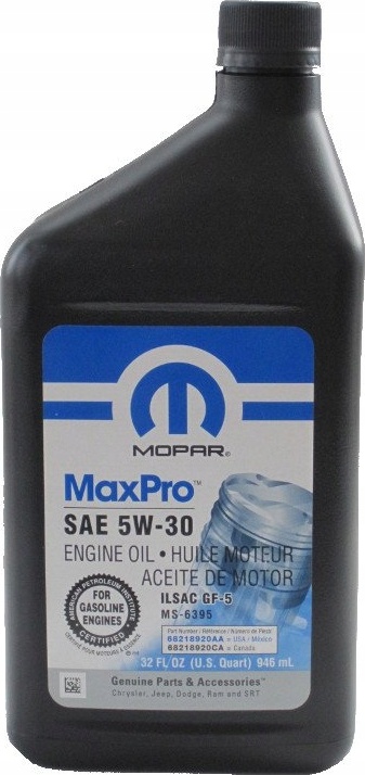 Моторное масло Mopar MaxPro AB 5W30 0,946л