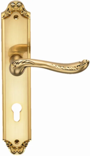 фото Ручка дверная archie genesis acanto на длинной накладке под цилиндр cl матовое золото