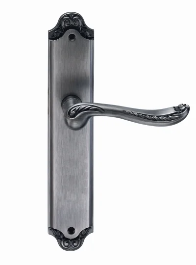 Ручка дверная ARCHIE GENESIS ACANTO на длинной накладке проходная PS черненое серебро