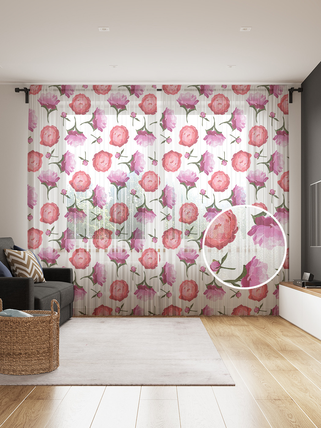 

Фототюль JoyArty "Акварельные бутоны роз", 145x265см, 2 полотна, лента, 50 крючков, Акварельные бутоны роз