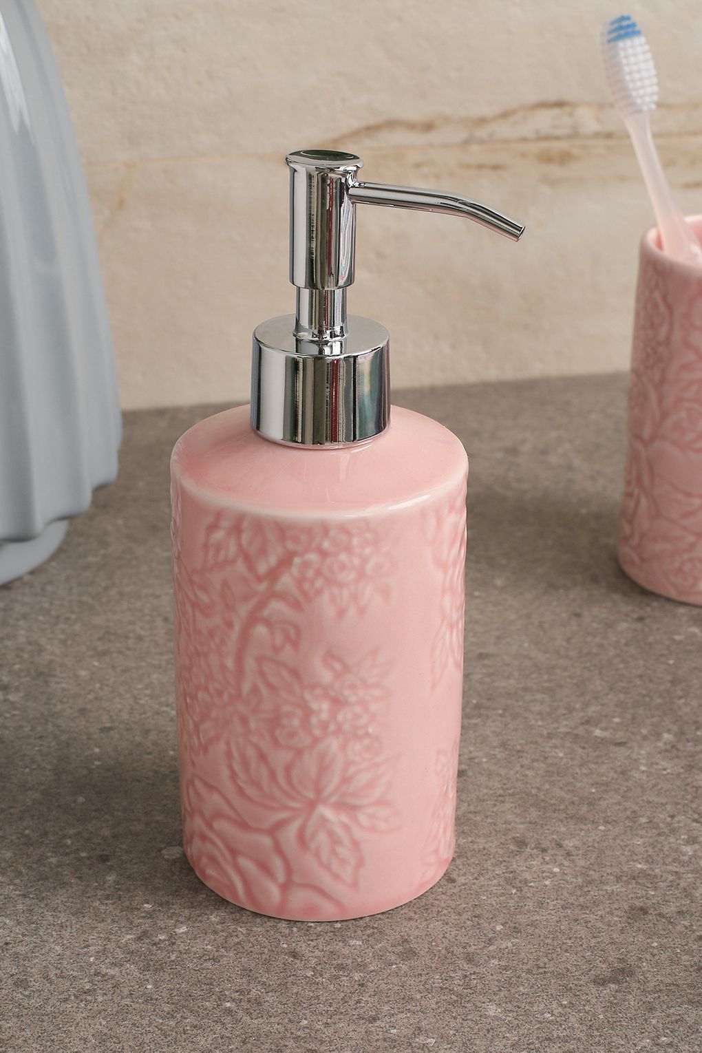 Диспенсер для жидкого мыла 18x7 см COINCASA розовый керамика 6586837