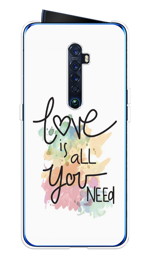 

Чехол на Oppo Reno 2 "Love is all you need", Белый;черный;зеленый, 253550-1