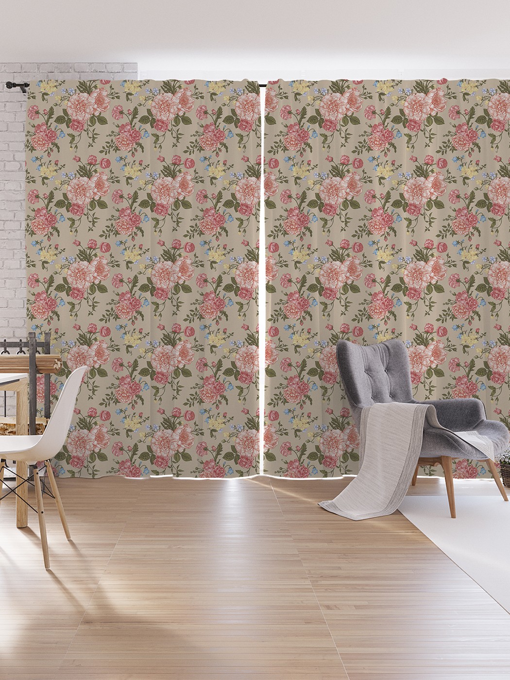 

Шторы под лён JoyArty "Винтажные розы", серия Oxford DeLux, 340х265 см, Винтажные розы