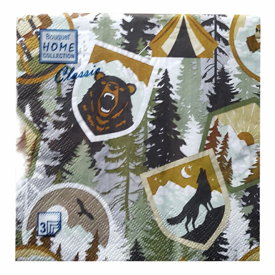 Салфетки бумажные Лес 3 слоя ЗЗ х ЗЗ см 20 шт