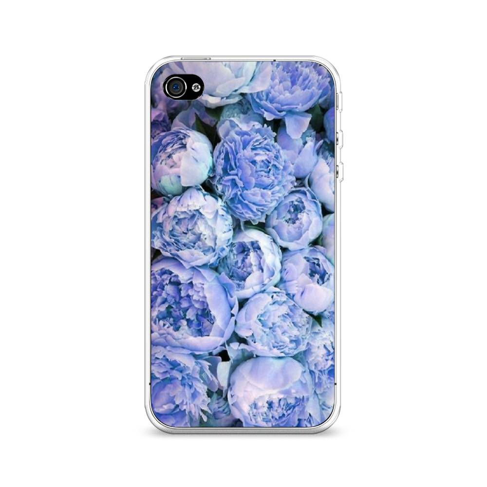 

Чехол Awog на Apple iPhone 4/4S / Айфон 4/4S "Пионы голубые", Разноцветный, 10150-8