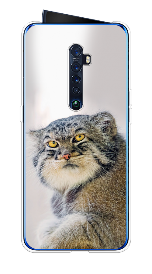 

Чехол на Oppo Reno 2 "Кот манул 1", Серый;белый;желтый, 253550-1