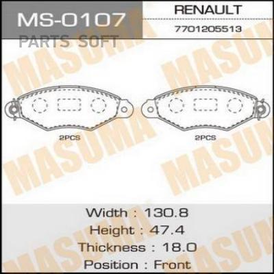 

Masuma Ms-0107 Колодки Торм.Пер. () 1Шт MASUMA MS107