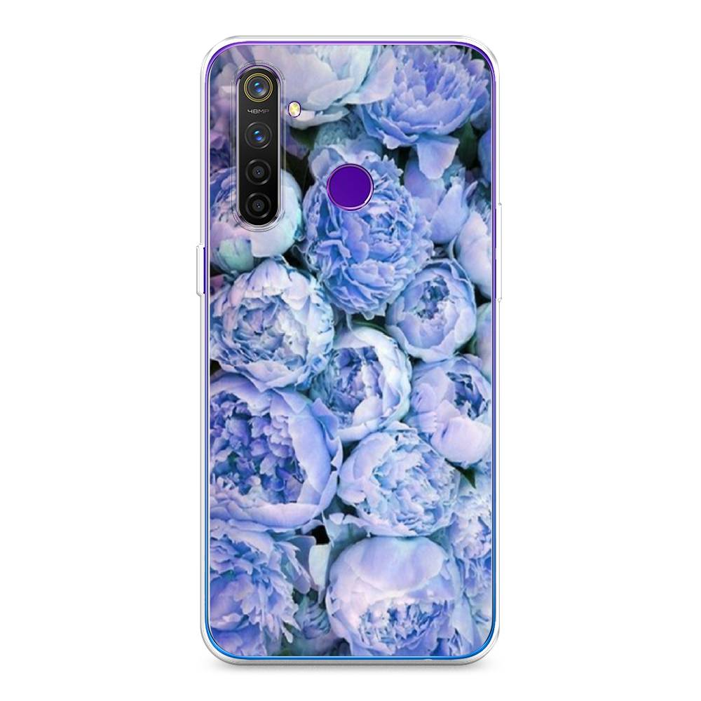 

Чехол Awog на Realme 5 Pro "Пионы голубые", Разноцветный, 251650-8