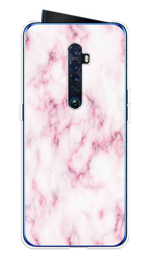 

Чехол на Oppo Reno 2 "Мрамор с розовым", Белый;розовый, 253550-1
