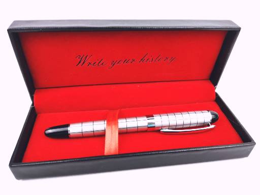Шариковая ручка подарочная ТМ BIKSON Impact синяя металл. корпус в футляре арт. BN0324
