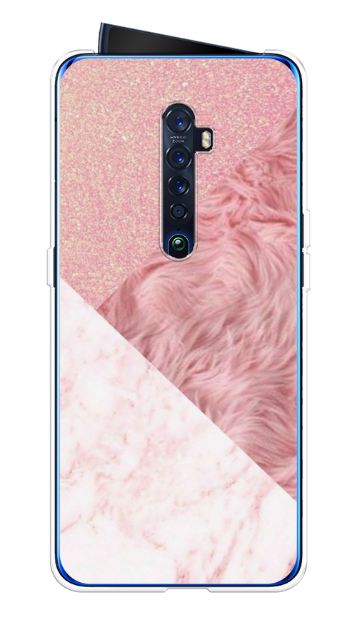 

Чехол на Oppo Reno 2 "Текстурные треугольники", Розовый;белый, 253550-1