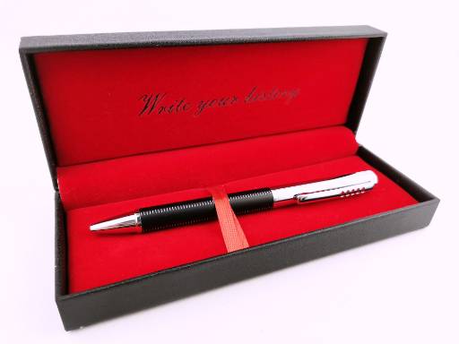 Шариковая ручка подарочная ТМ BIKSON Insight синяя  поворотный металл. корпус в футляре