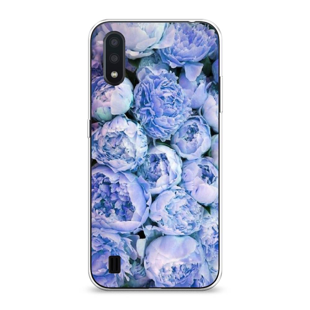 

Чехол Awog на Samsung Galaxy A01 "Пионы голубые", Разноцветный, 29550-8