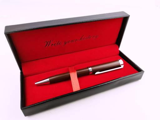 Шариковая ручка подарочная ТМ BIKSON Embrace синяя поворотный металл. корпус в футляре