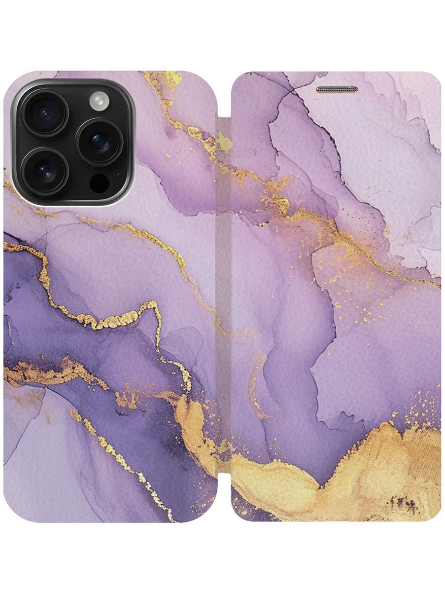 

Чехол-книжка на Apple iPhone 16 Pro с принтом "Сиреневый мрамор с золотым" золотой, Золотистый;белый;фиолетовый, 785197731