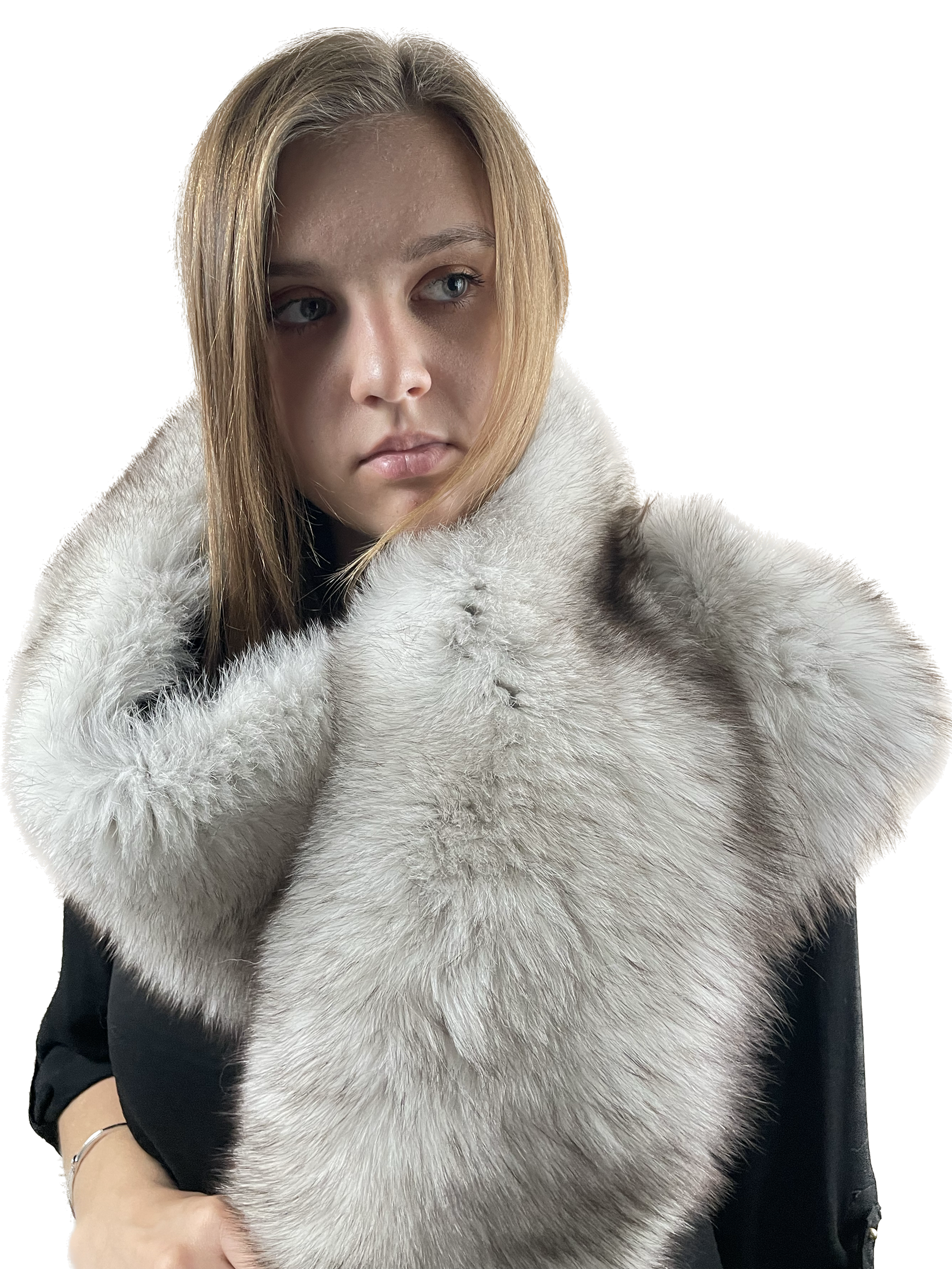 Шарф женский Королевство Птички & Бабочки Элегантность серебристый, 120х15 см