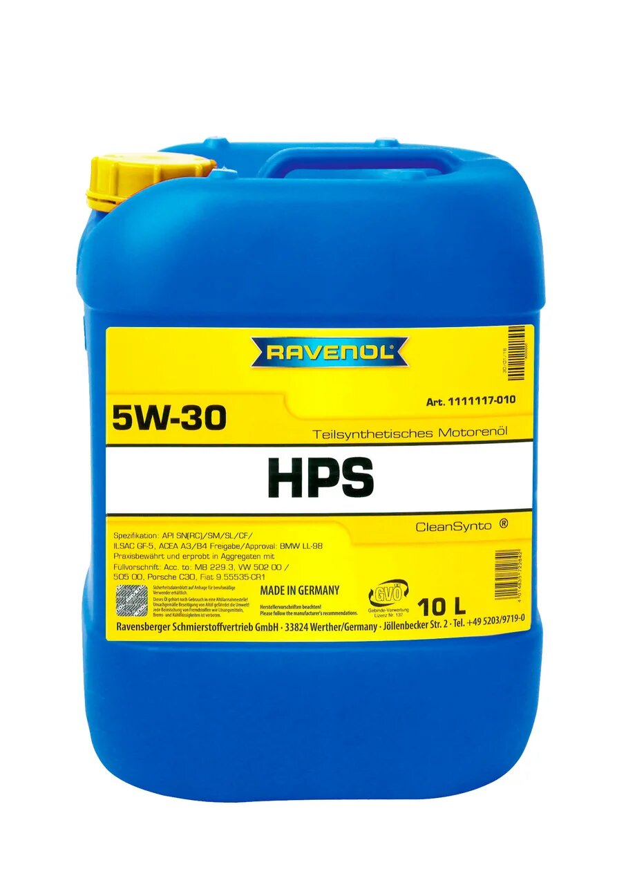 фото Моторное масло ravenol hps 5w30 10 л