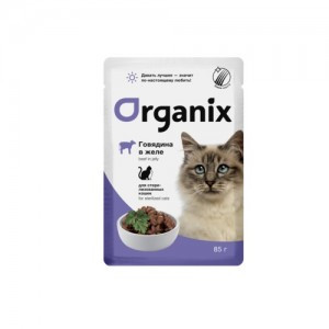 фото P organix sterilised с говядиной в желе (паучи для взрослых кошек), 85г х 24шт (44214)