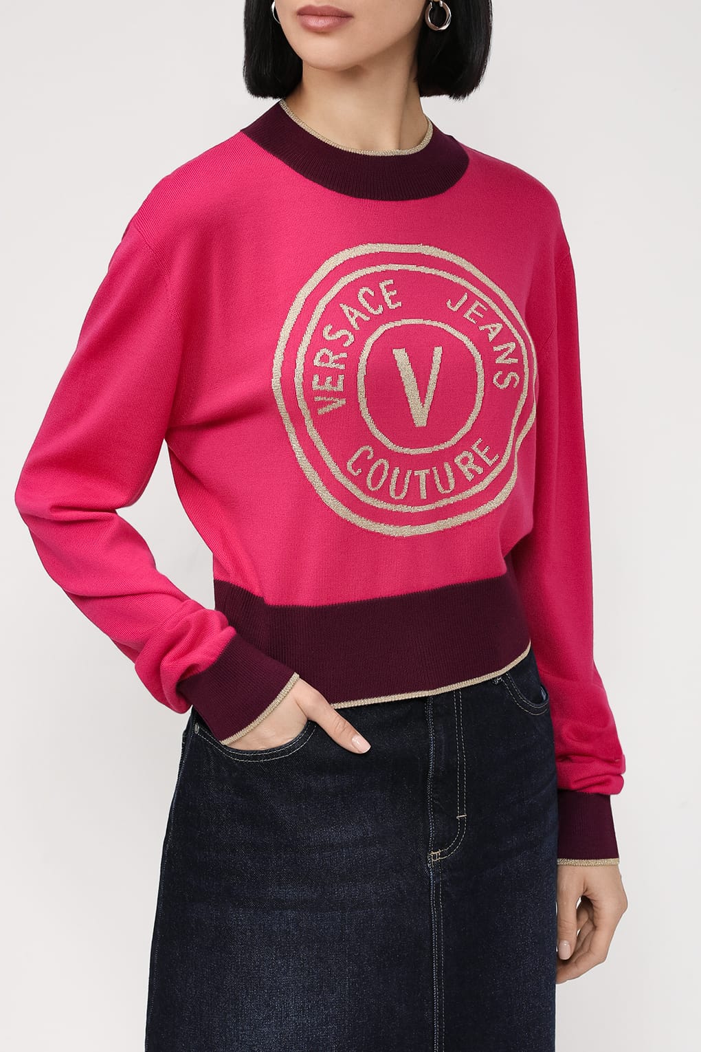 

Джемпер женский Versace Jeans Couture 75HAFM21 розовый XL, 75HAFM21