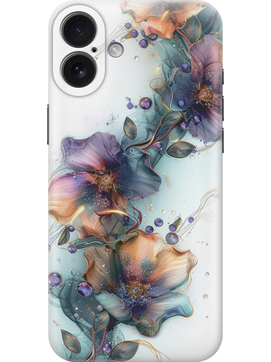 

Силиконовый чехол на Apple iPhone 16 Plus с принтом "Мистические цветы", Прозрачный;белый;зеленый, 785197123
