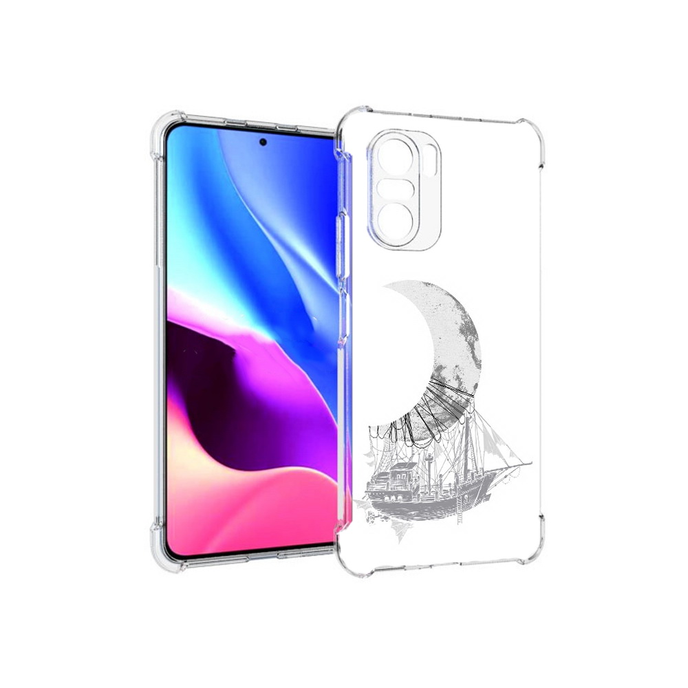 

Чехол MyPads Tocco для Xiaomi Redmi K40 черно белый корабль полумесяц (PT158239.260.684), Прозрачный, Tocco