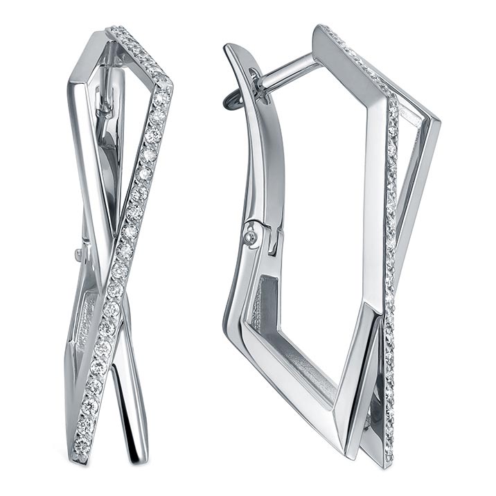 Серьги из белого золота с бриллиантом Brilliant Style Jewelry 3920-21001