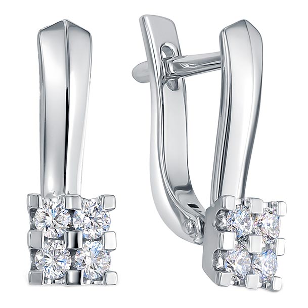 Серьги из белого золота с бриллиантом Brilliant Style Jewelry 3922-21001