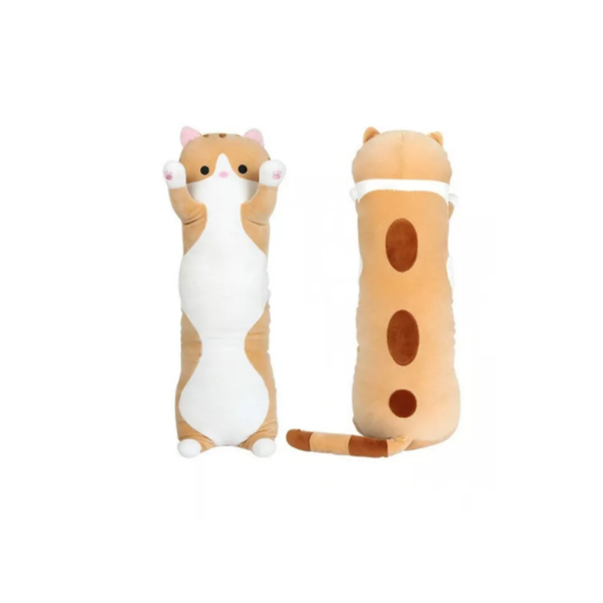 Мягкая игрушка-антистресс Кошка-батон, длинный кот рыжий 70 см